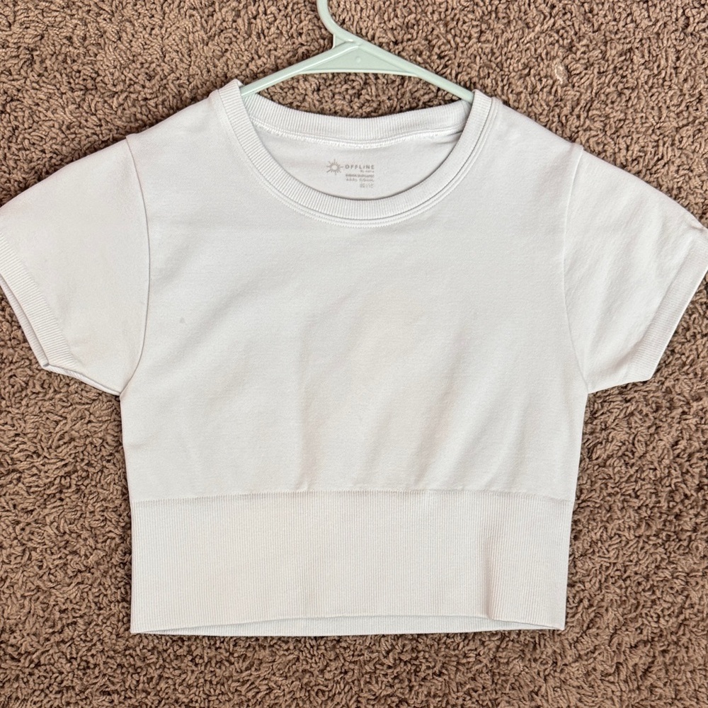 Aerie White Cropped T-Shirt